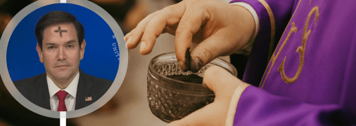 Марко Рубио с крестом на лбу