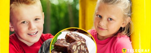 Дети, шоколадная колбаска