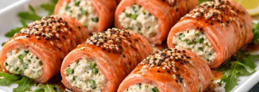 Рулетики з червоної риби з вершковим сиром