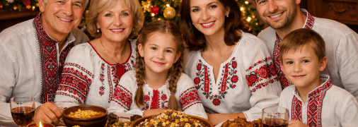 Семья за праздничным столом