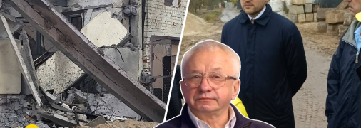 Глава ВСК ВР по ценовой и тарифной политике в энергетике Алексей Кучеренко во время  рабочей поездки на одну из разрушенных врагом электрических подстанций