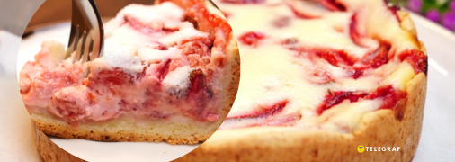 Пиріг з полуницею та ніжною сметанною заливкою