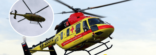 Вертолет падает в России