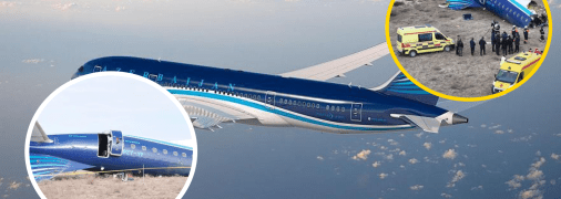 Самолет Azerbaijan Airlines, который потерпел крушение
