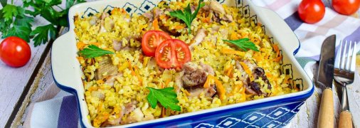 Простое и вкусное блюдо, похожее на запеченный сочный плов