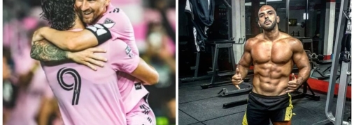 Лионель Месси и его личный телохранитель Яссин Чеуко