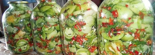 Гострі зелені помідори на зиму – покроковий рецепт