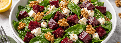 Салат со свеклой, шпинатом и орехами