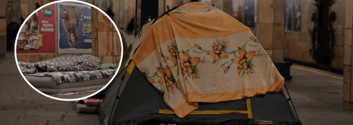 Украинцы в метро в Киеве