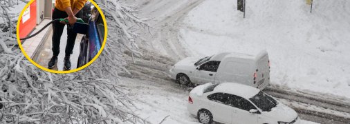 Автомобили зимой на улице