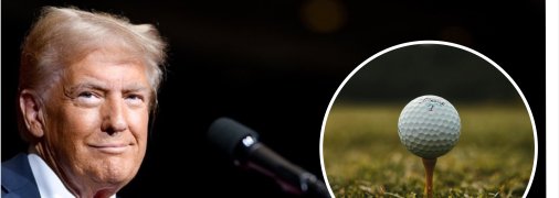 Дональд Трамп играет в гольф.
