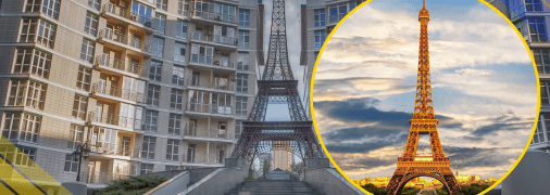 Ейфелева вежа в Парижі та Києві, ілюстративне фото