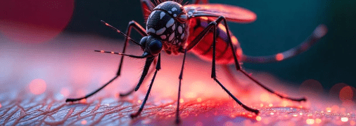 Макрофотография комара на человеческой коже – визуализация искусственного интеллекта