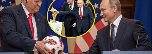 Дональд Трамп та Володимир Путін та президент ФІФА Джанні Інфантіно