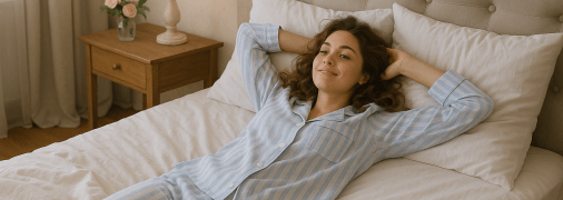 Дівчина лежить на ліжку