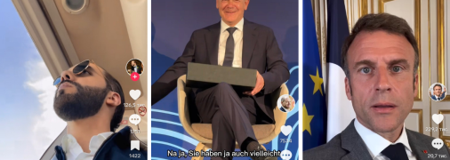 Наиб Букеле (8 млн. подписчиков), Олаф Шольц (44 тысячи подписчиков) и Эммануэль Макрон (4 миллиона подписчиков)