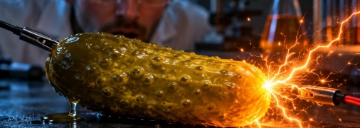 Чому солоний огірок світиться під струмом