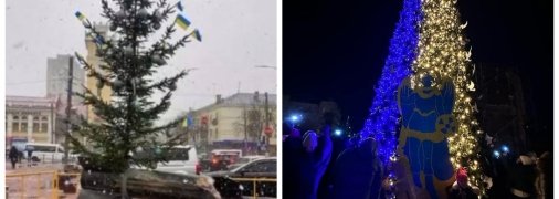 В Хмельницком елку установили на обломке российской ракеты