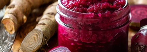 Хрен со свеклой прекрасно дополняет вкус многих блюд (изображение создано с помощью ИИ)