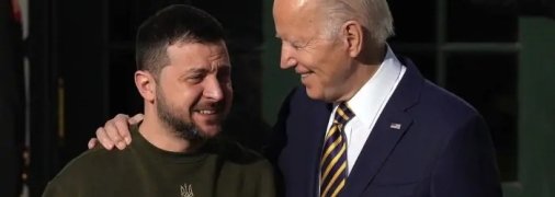 Владимир Зеленский во время встречи с Джо Байденом