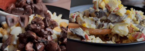 Крабовый салат с грибами