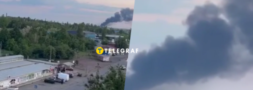 За попередніми даними, пожежа почалась після ракетного обстрілу