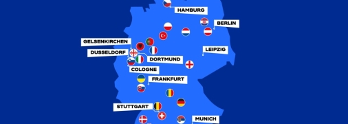 Карта с базами команд на Евро-2024