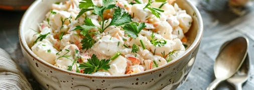 Крабовый салат – отличный вариант блюда к праздничному столу (изображение создано с помощью ИИ)