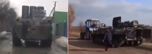 В хозяйстве пригодится: украинцы тракторами затягивают себе российские БТРы (видео)