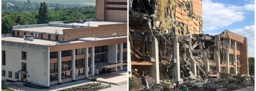Наслідки ракетного удару по палацу культури в Лозовій