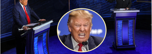 Трамп и Харрис во время дебатов