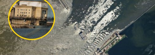 Каховская ГЭС после взрыва