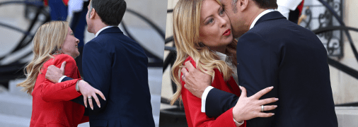 Объятия президента Франции и премьера Италии