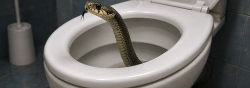 Чи може плазун виповзти з унітаза