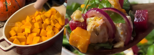 Салат із гарбуза з буряком, сиром і горіхами