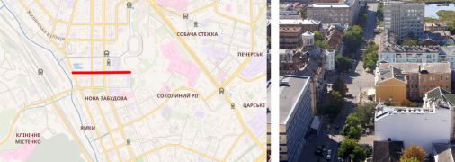 Вулиця Ділова на карті Києва