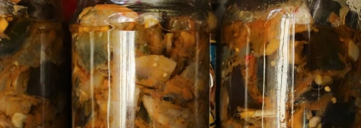 Консервовані баклажани з грибами на зиму