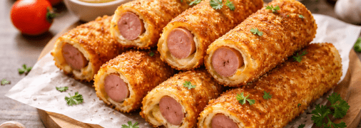 Трубочки из лаваша и сосисок