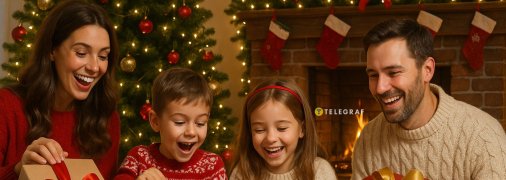 Сім'я розпаковує подарунки