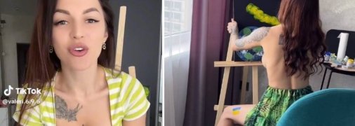 Валерія під час малювання