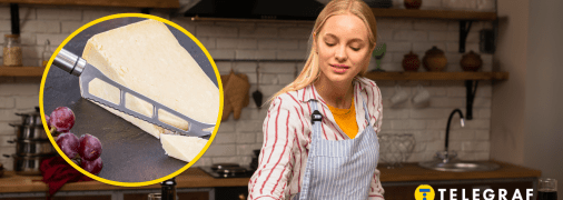 Ніж для сиру та дівчина на кухні