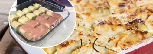 Запіканка з кабачкових рулетиків