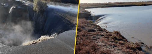 В России продолжается дамбосмыв: очередную плотину прорвало в Алтайском крае (видео)