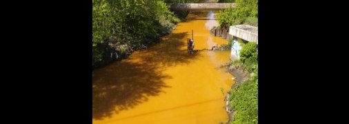 Вода в реке Лыбедь стала ярко-оранжевой: сеть шокировали фото