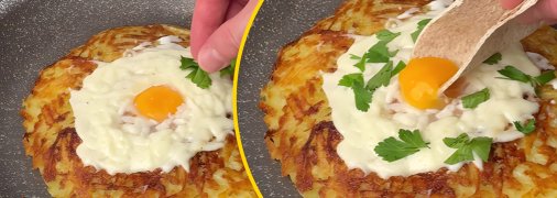 Картофельное кольцо с яйцом и сыром