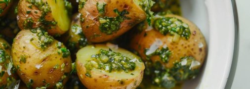 Молода картопля з песто стане хітом на вашому столі (зображення створено за допомогою ШІ)