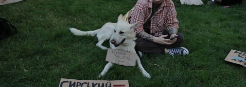 Протестующие принесли плакаты с фамилией Белецкого