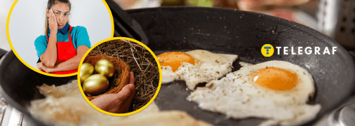 Грустная женщина и яйца