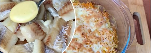 Запеченное рыбное филе с овощами