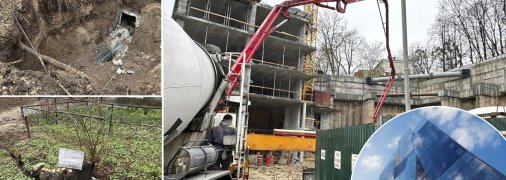 Вокруг строительства высотки трескается и проваливается земля. Фото Коллаж "Телеграфа"